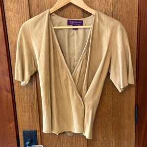 Ralph Lauren Custom Collection Suede Wrap Top, size 4